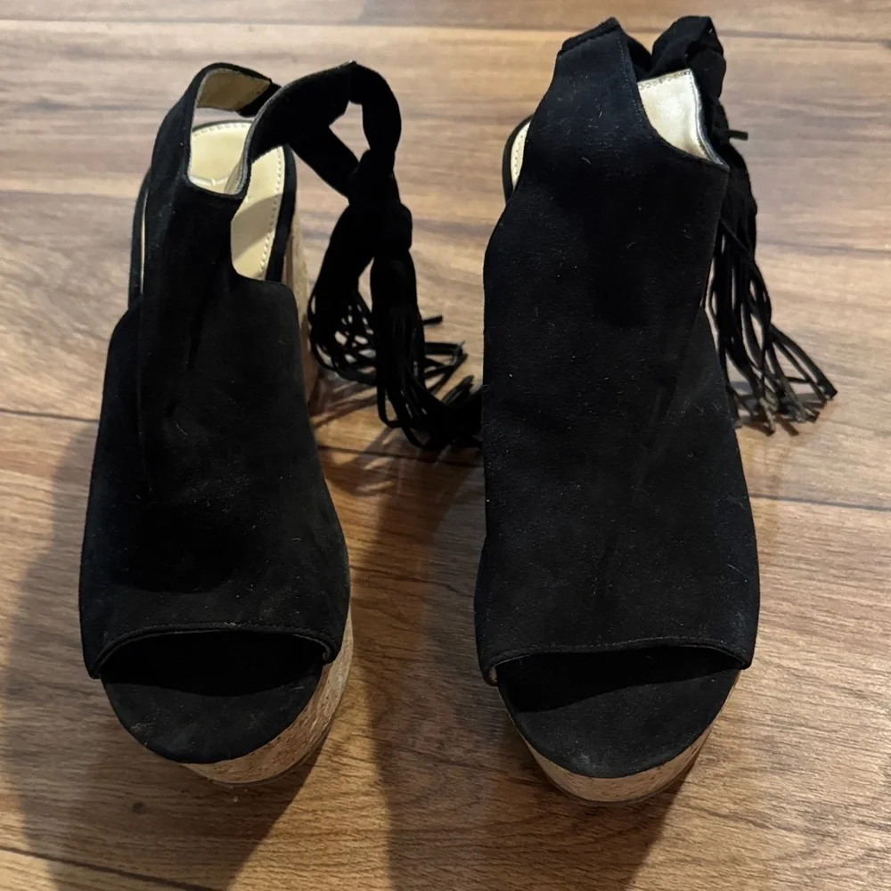 Marc Fisher Black Suede Platform Sandals